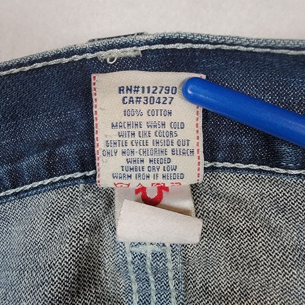 True Religion Men's‎ Ricky Jeans Sz 34 Blue Made in USA Relaxed Straight Y2K - Picture 13 of 13